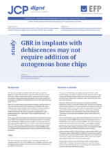 GBR in implants with dehiscences may not require addition of autogenous bone chips