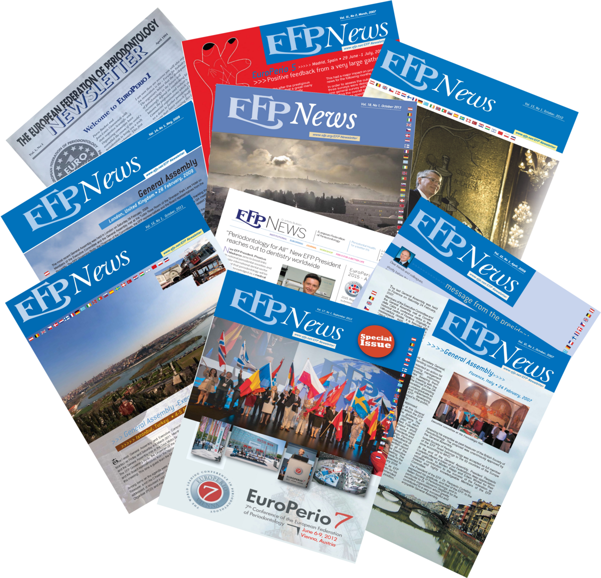 Covers of EFP News issues