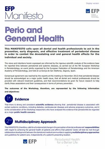 Global support rises for EFP Manifesto on perio and general health