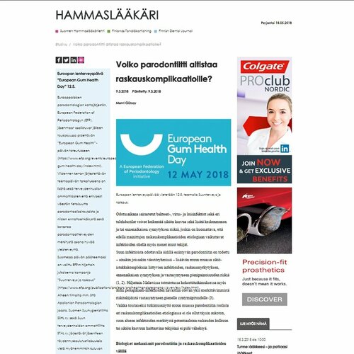 Finland: Action focused on periodontal disease and pregnancy