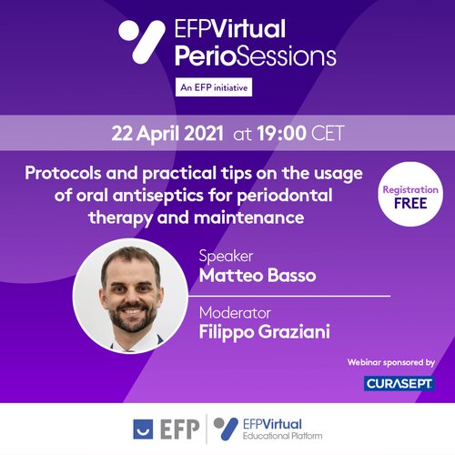 Free EFP Perio Sessions webinar on how to use oral antiseptics in periodontal therapy and maintenance