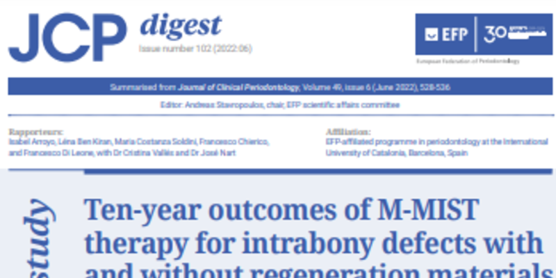 Long-term study shows M-MIST approach successful in treating intrabony defects with or without regenerative material