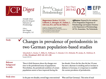 JCP Digest 02: German study shows prevalence of periodontitis is still high and suggests extensive need for treatment