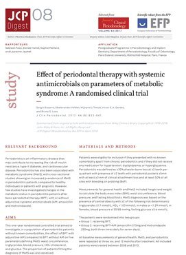 JCP Digest: Periodontal therapy – with or without adjunctive systemic antimicrobials – can have positive effect on metabolic status