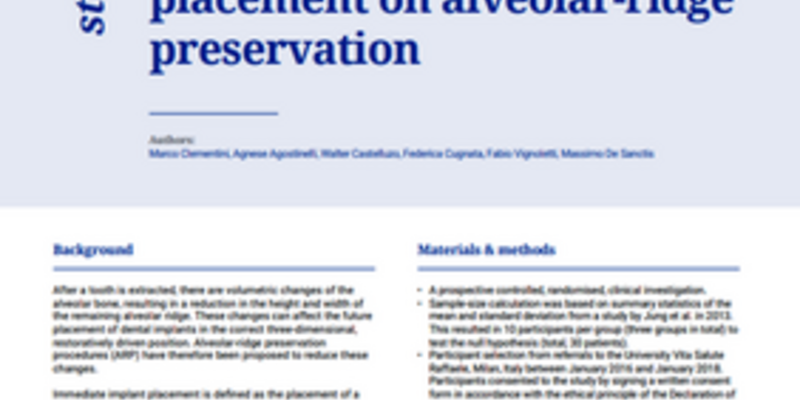 Immediate implant placement plus alveolar-ridge preservation ‘may reduce treatment time’