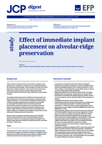 Immediate implant placement plus alveolar-ridge preservation ‘may reduce treatment time’