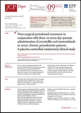 Treating severe chronic periodontitis with short (three-day) antibiotics regimen may be more effective than non-surgical therapy alone – JCP Digest