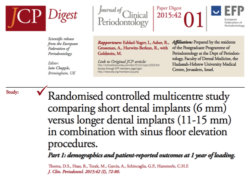New cycle of JCP Digest starts with insight on use of shorter dental implants for patients with atrophied posterior maxilla