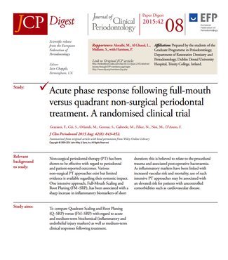 Full-mouth periodontal therapy triggers increase in inflammatory biomarkers, so may not be suitable for patients with uncontrolled co-morbidities
