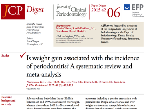 JCP Digest 06 explores links between weight gain and periodontal disease