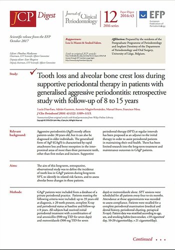Latest issue of JCP Digest focuses on generalised aggressive periodontitis