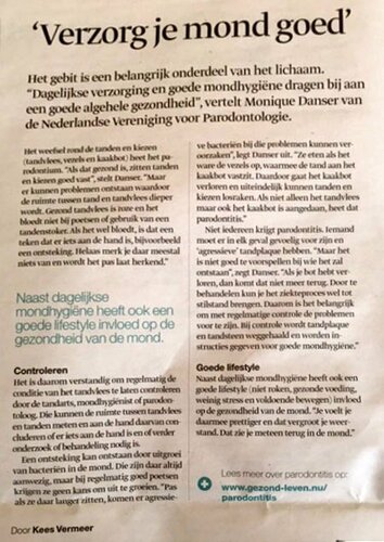 Dutch perio society uses national press to spread word on importance of oral health to general health