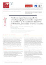 Periodontal regeneration compared with access-flap surgery in human intra-bony defects, 20-year follow-up of a randomised clinical trial: tooth retention, periodontitis recurrence and costs